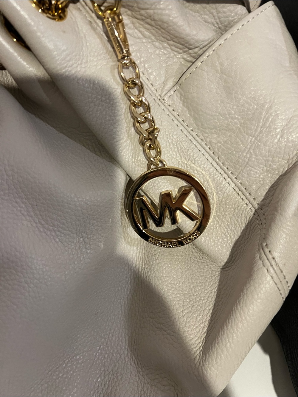 Michael Kors Cream Leather Tote with Gold Hardware